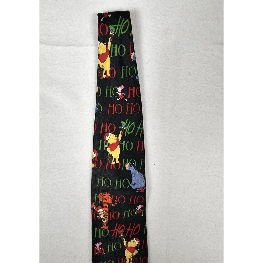 Disney Winnie the Pooh Friends Eeyore piglet Ho Ho Ho Christmas Holiday Neck Tie